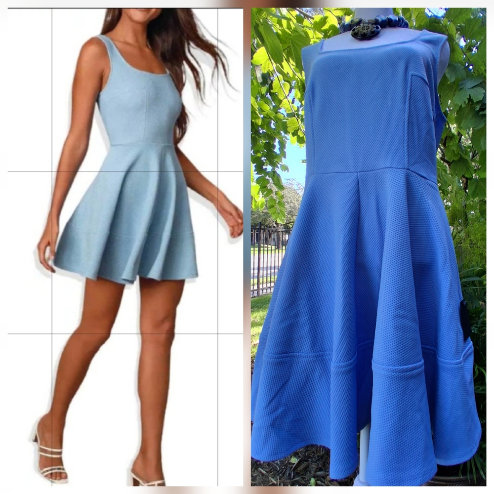 🔥NWT Lulu's Flare SKATER Periwinkle Mini Dress XL & FREE GIFT